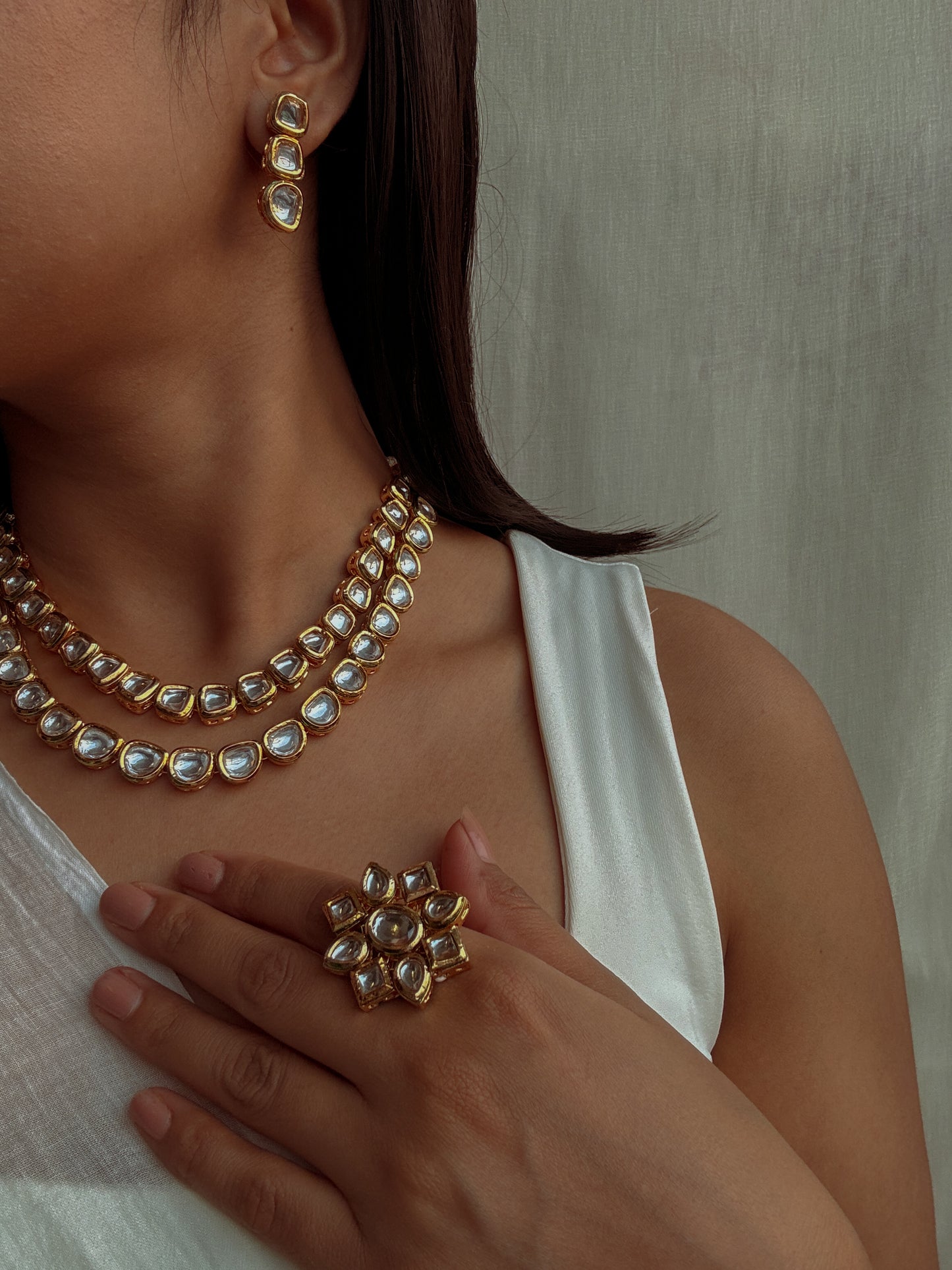 Heritage Haveli Kundan Layered Necklace with Earrings