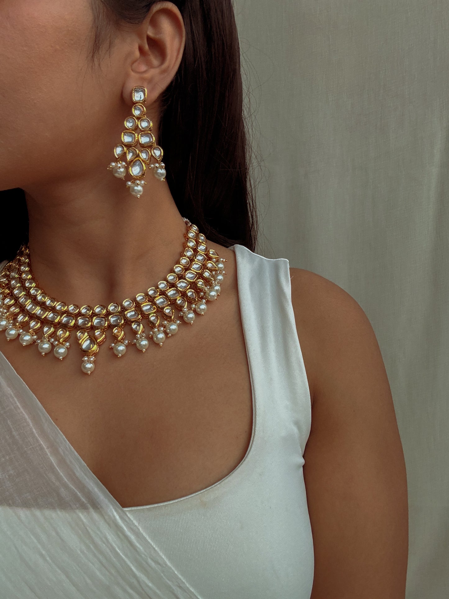 Emma Kundan & Pearls Choker Set