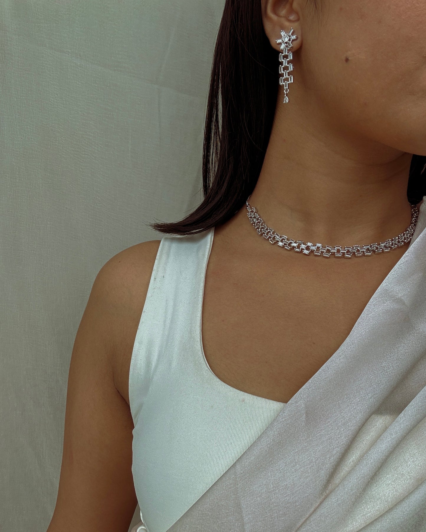 Ziya American Diamond Necklace with Earrings