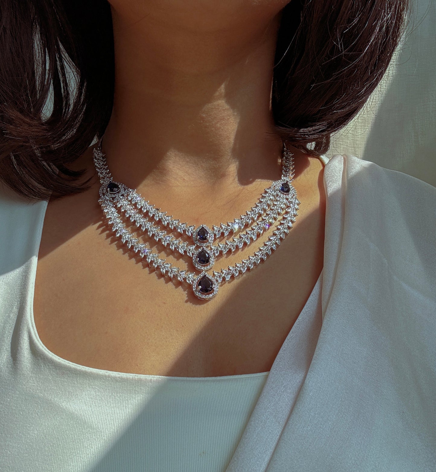 Lucy Zirconia Layered Necklace with Earrings & Tika
