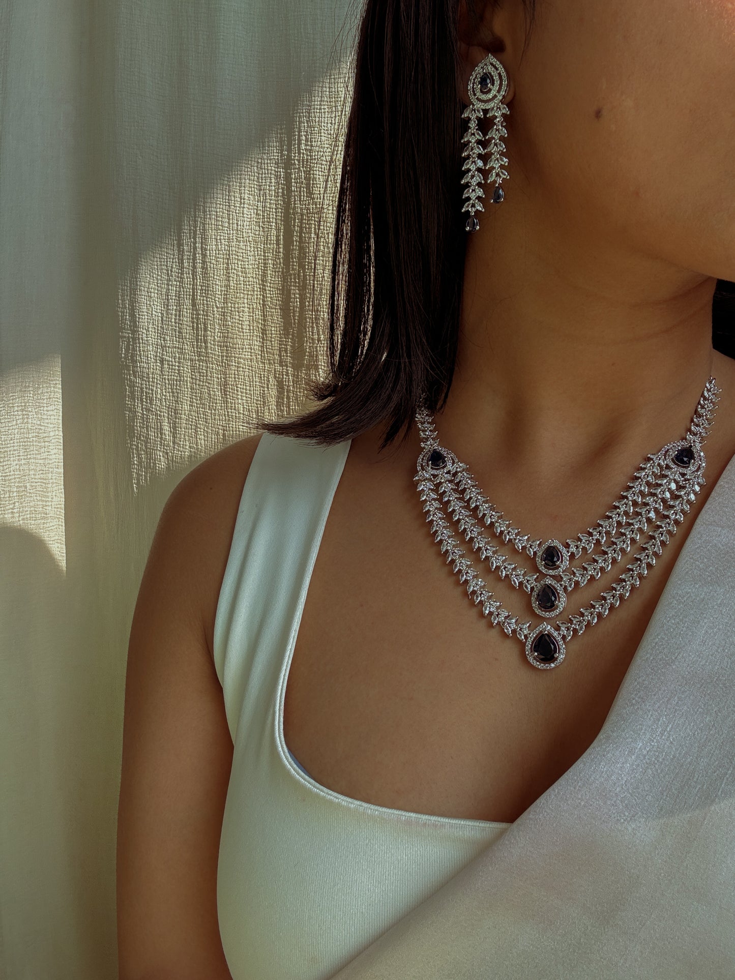 Lucy Zirconia Layered Necklace with Earrings & Tika