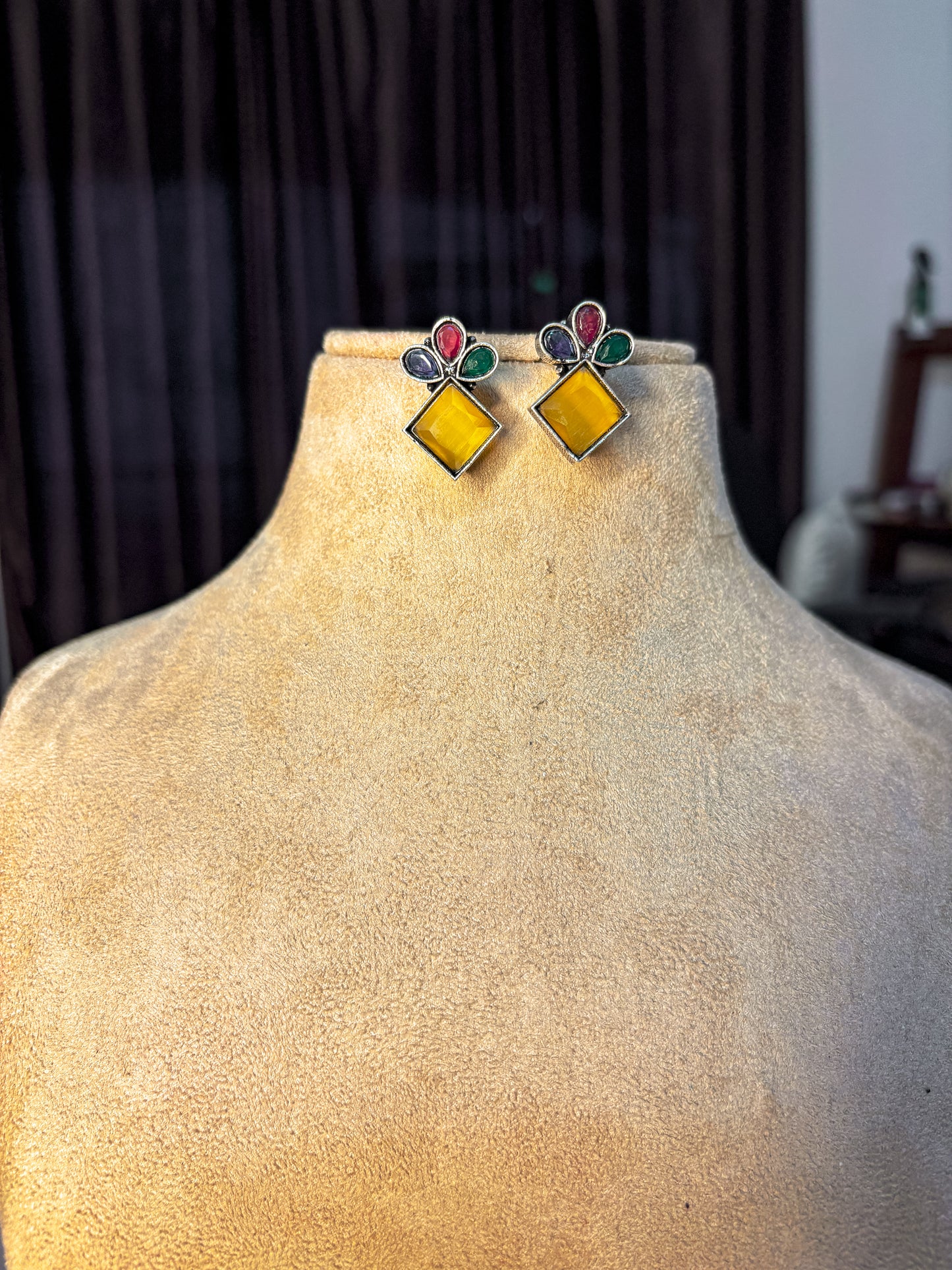 Holland Brass Earrings- Multicolour