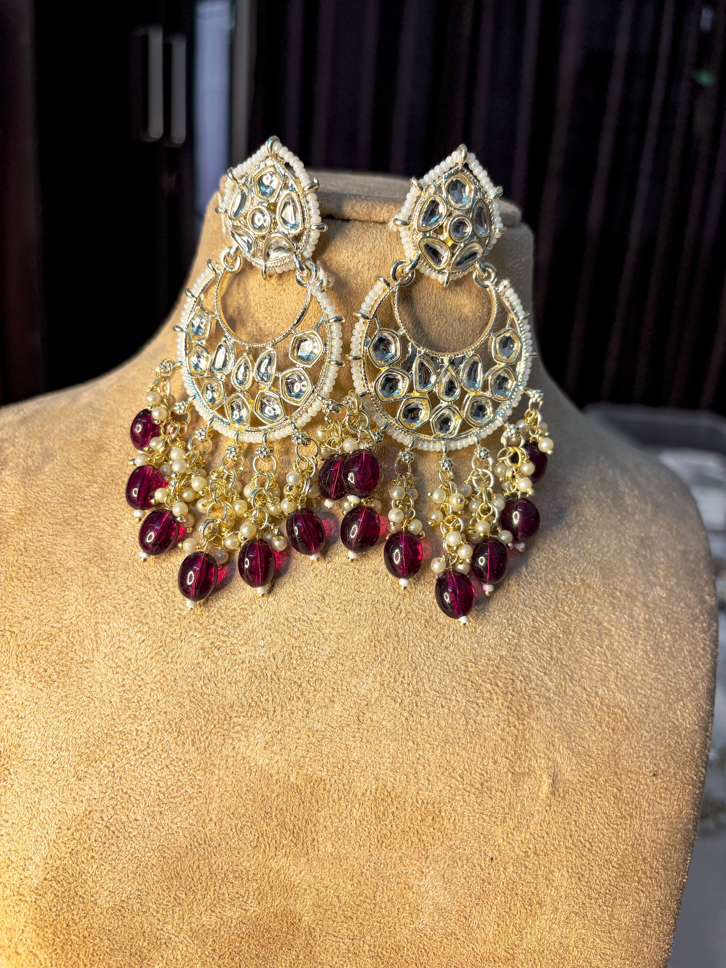 Rio Pearl Earrings- Wine