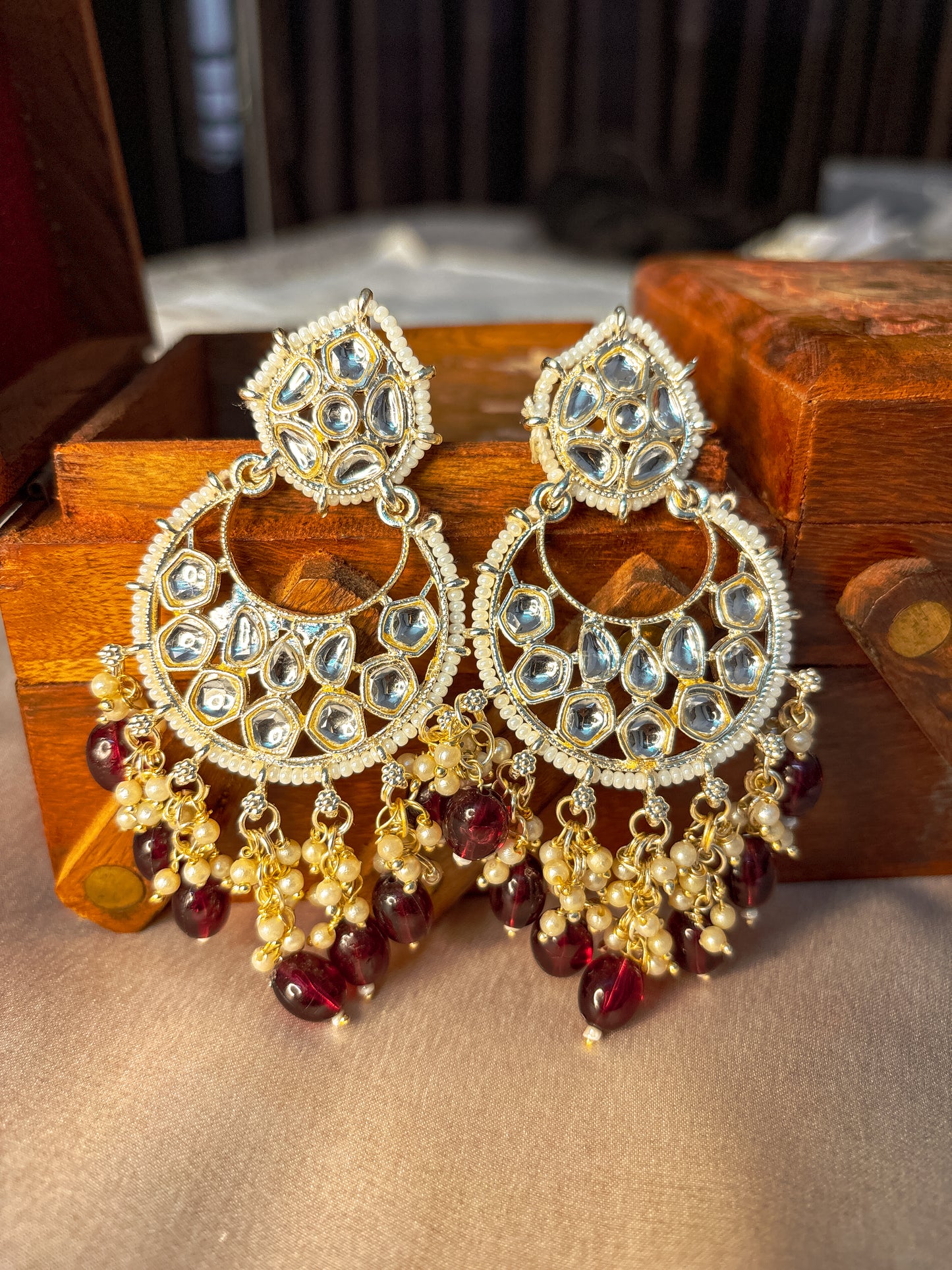 Rio Pearl Earrings- Wine