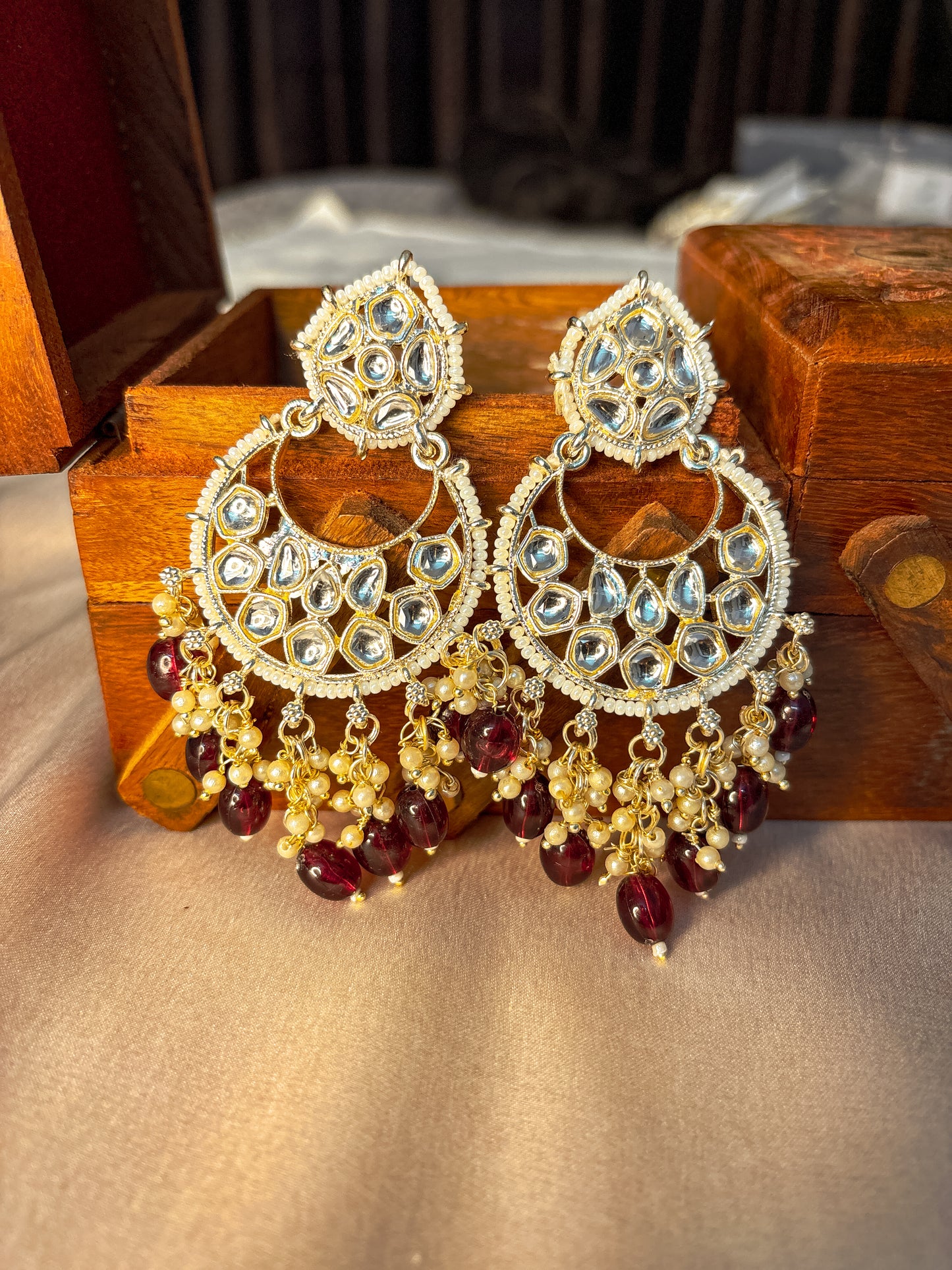 Rio Pearl Earrings- Wine