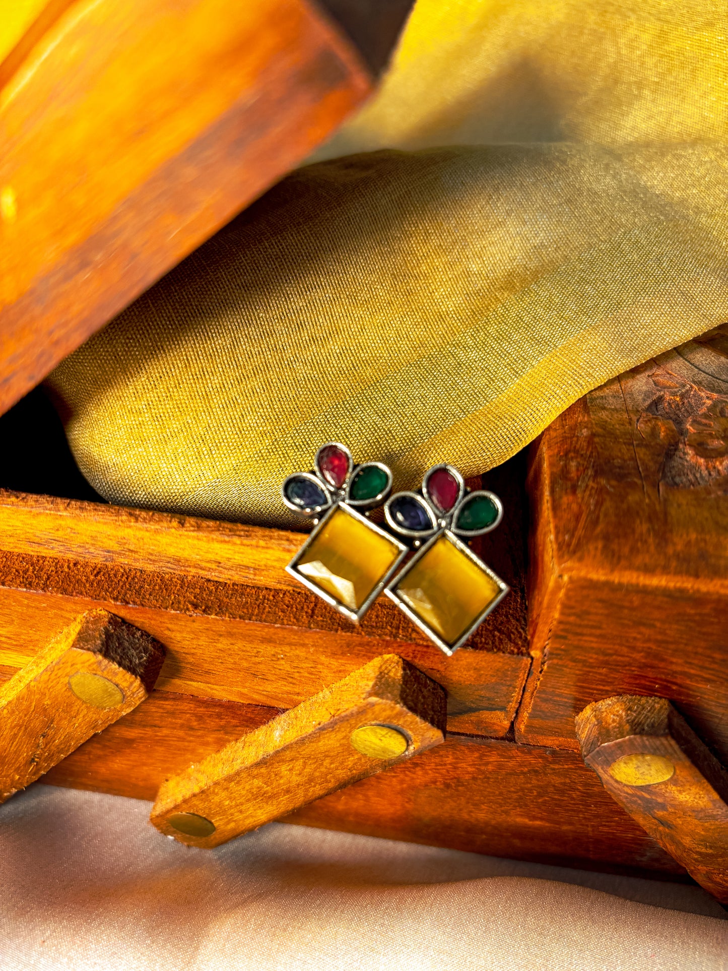 Holland Brass Earrings- Multicolour