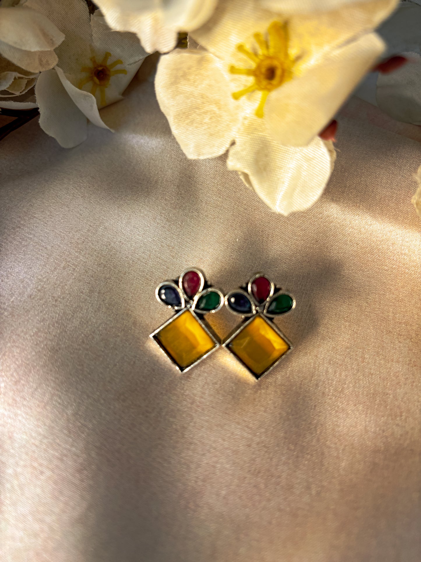 Holland Brass Earrings- Multicolour