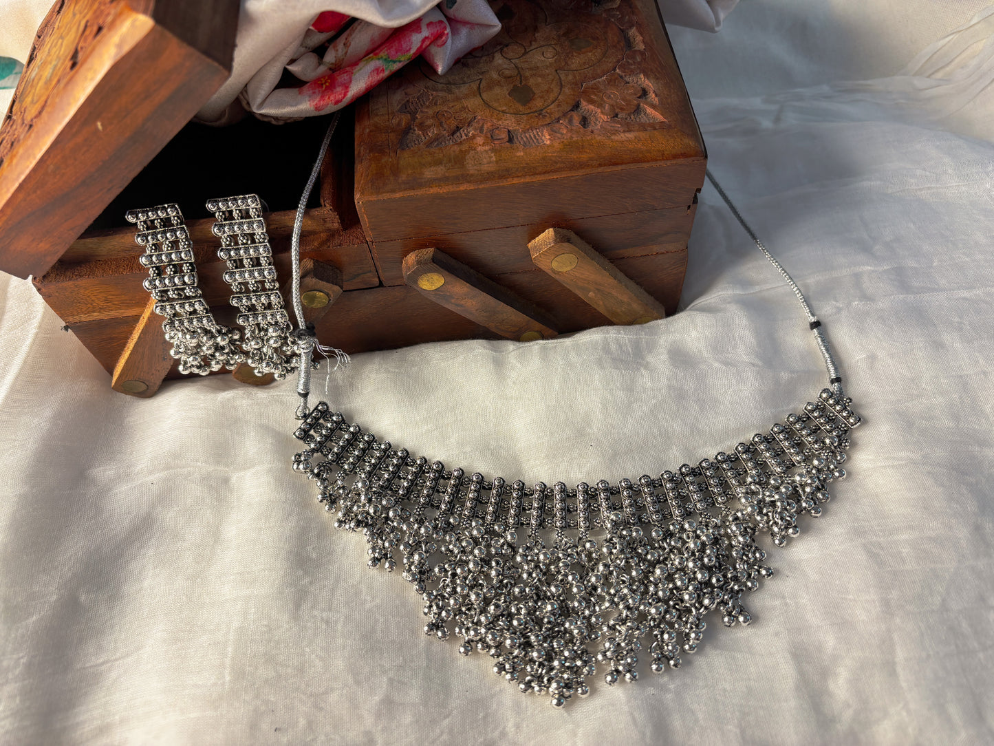 Beaded Oxidized Choker Set