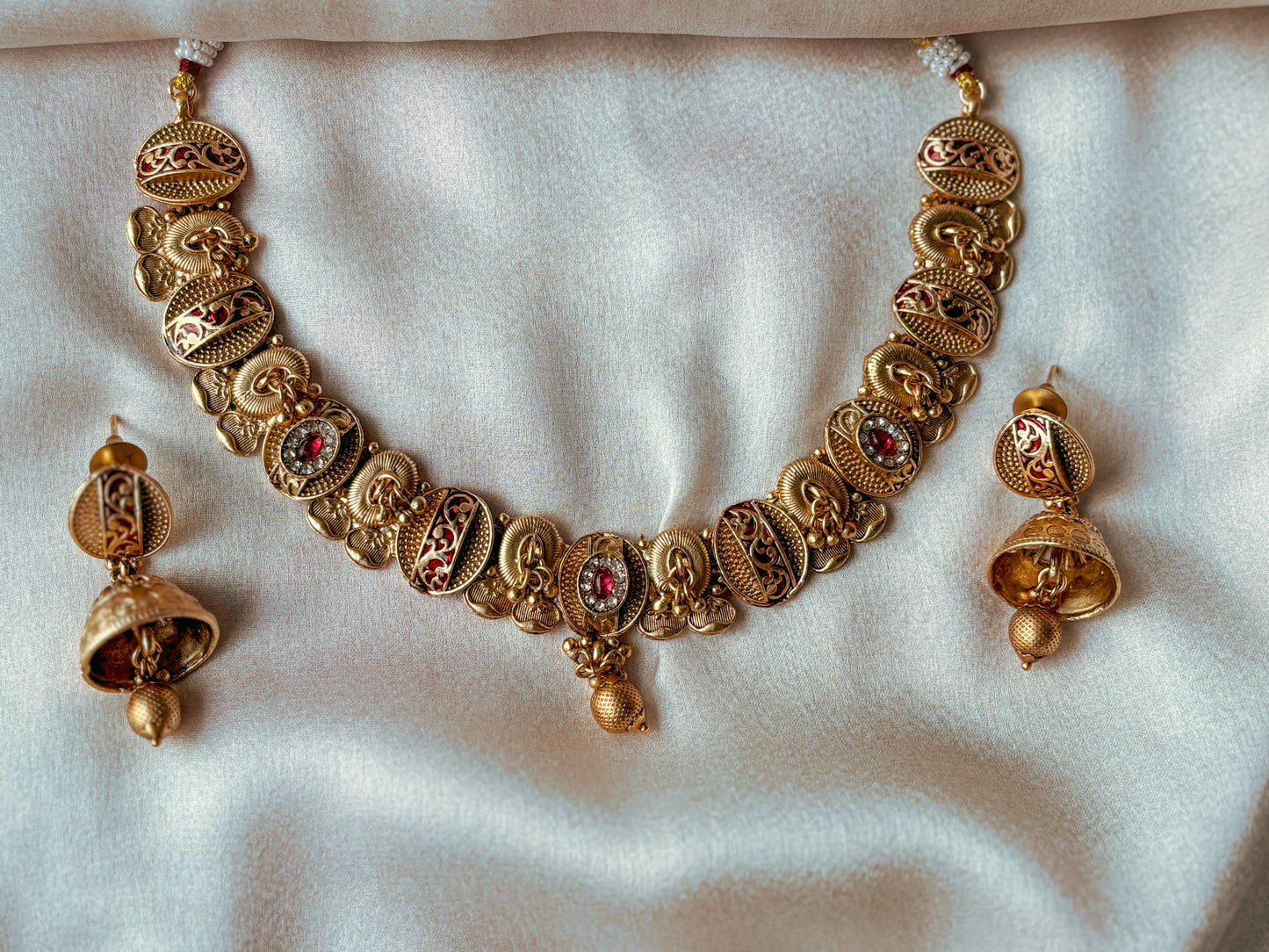 Emily Red & Gold Temple Choker