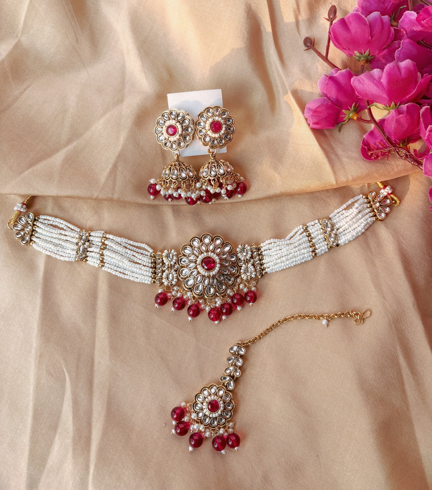 Abigail Kundan Choker- Pink
