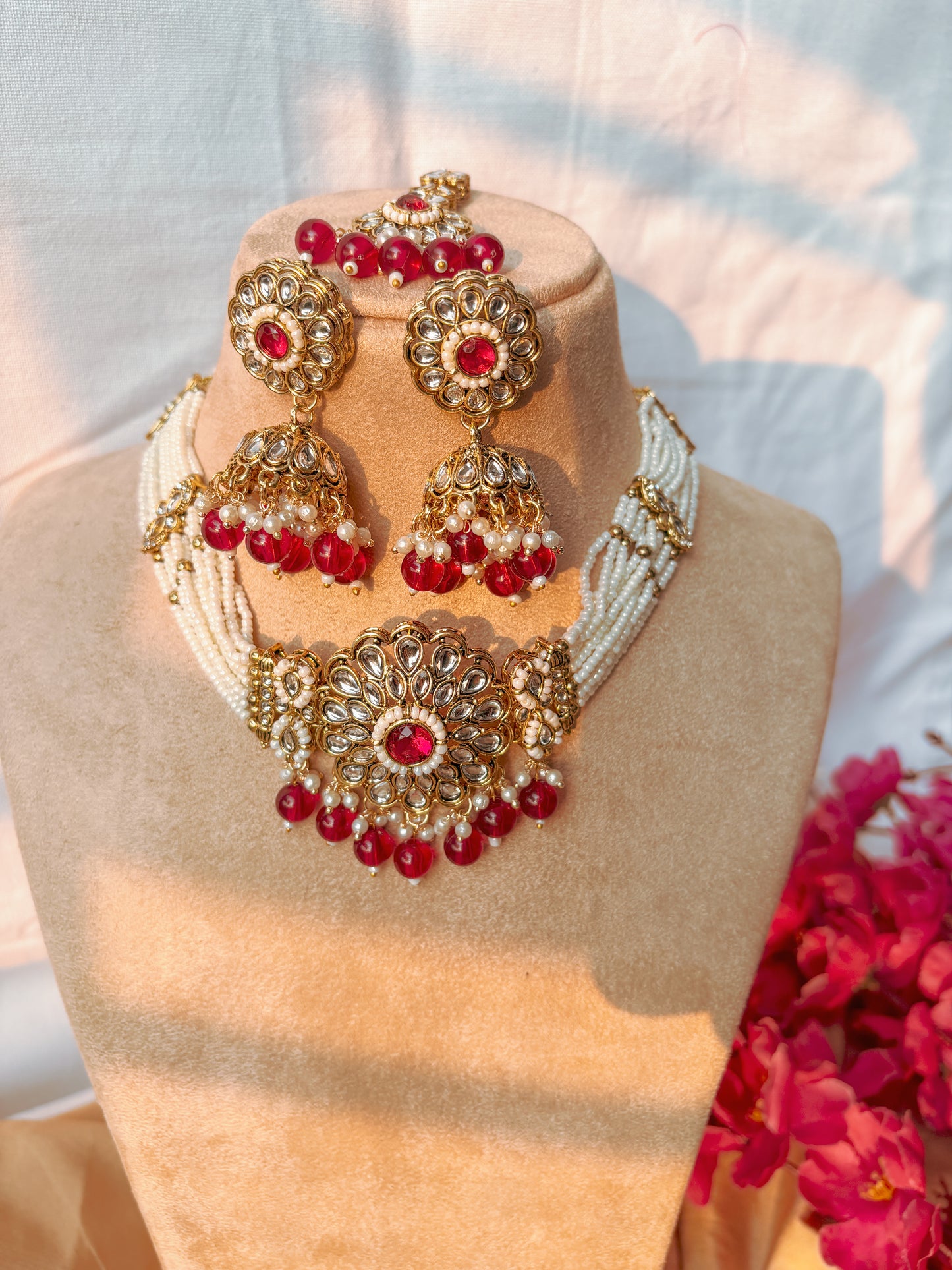 Abigail Kundan Choker- Pink