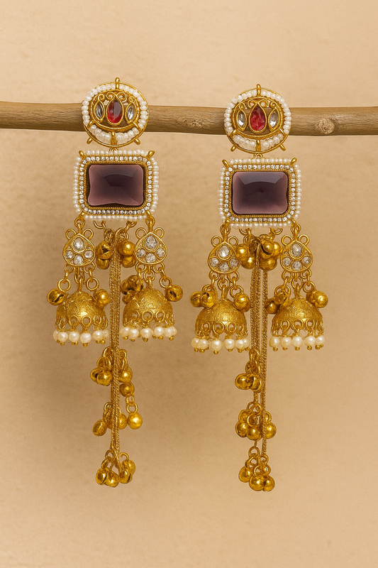 Laila Kashmiri Earrings- Purple