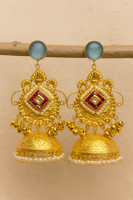 Seher Kashmiri Jhumkas- Pink & Blue