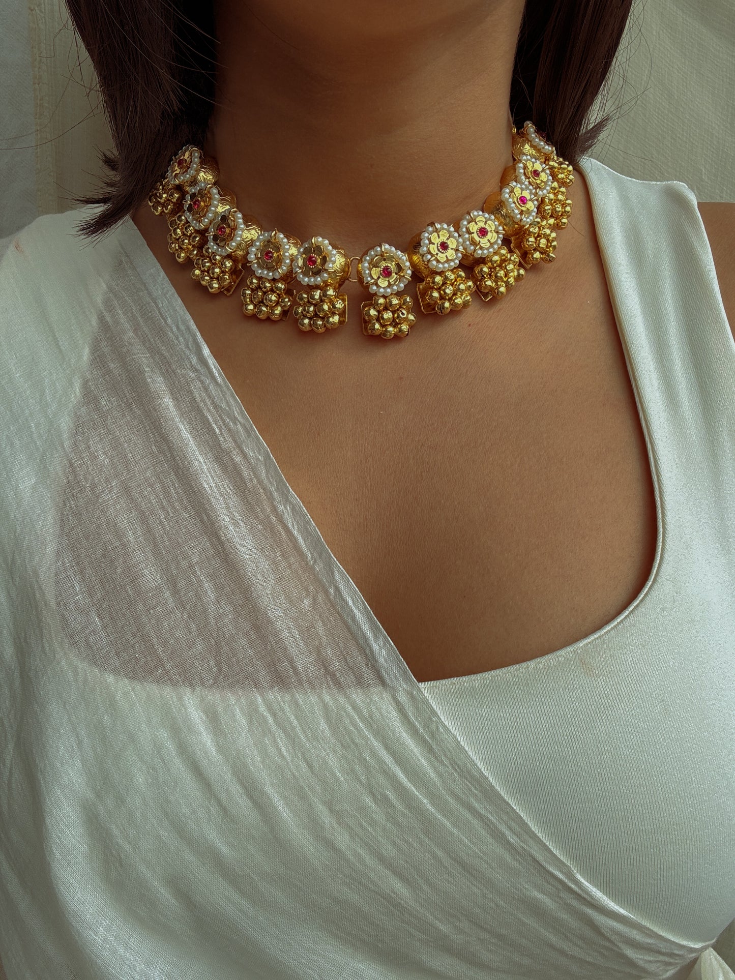 Stella Gold Toned Unique Necklace with Ghunghroo Beads