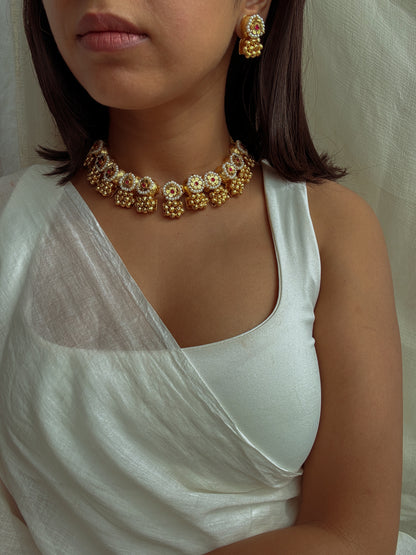 Stella Gold Toned Unique Necklace with Ghunghroo Beads