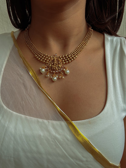 Kumari Pearl Cascade Choker with Earrings