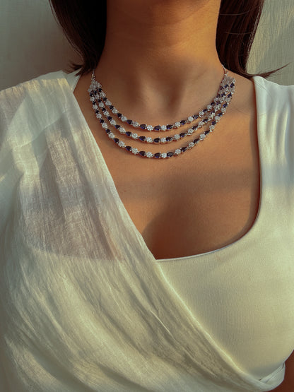 Aurora layered American Diamond Necklace Set