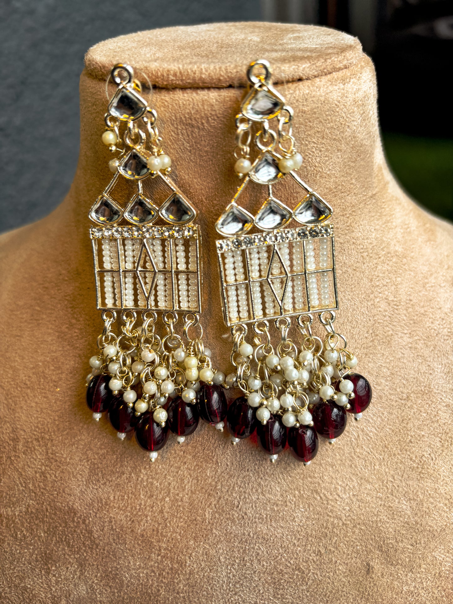 Hazel Earrings- Maroon