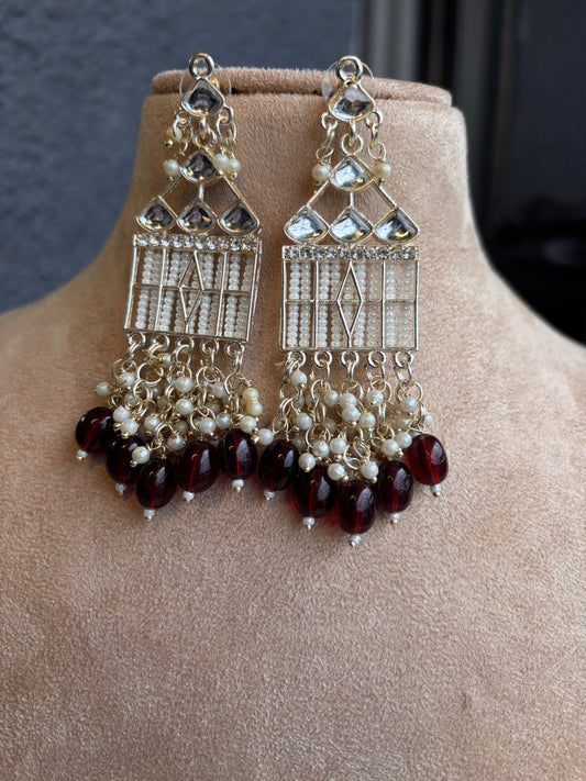 Hazel Earrings- Maroon