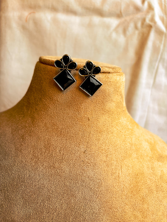Holland Brass Earrings- Black