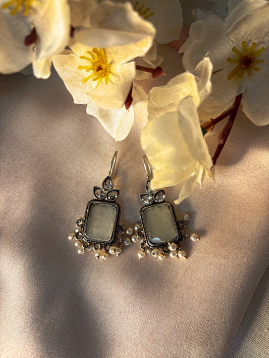 Christa Brass Earrings- White