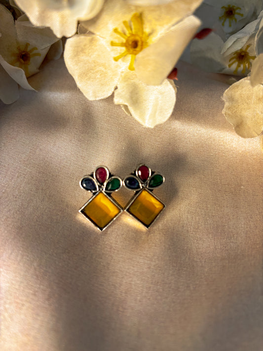 Holland Brass Earrings- Multicolour