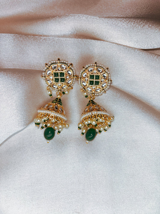 Falka Jhumkas- Green