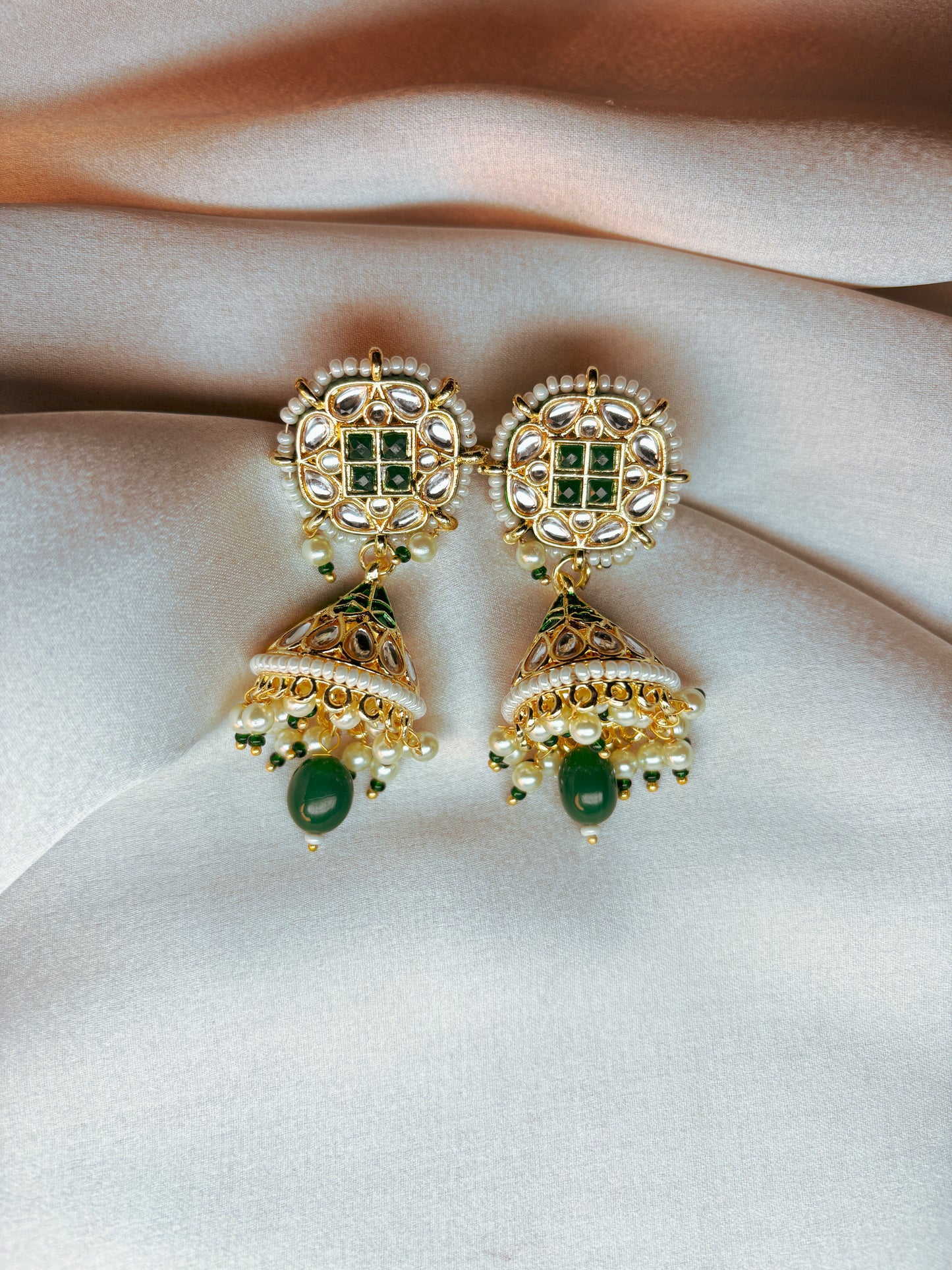 Falka Jhumkas- Green