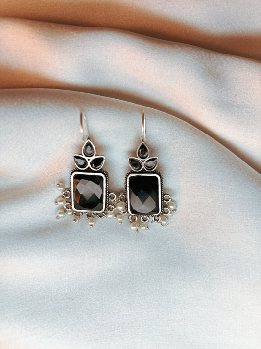 Christa Brass Earrings- Black