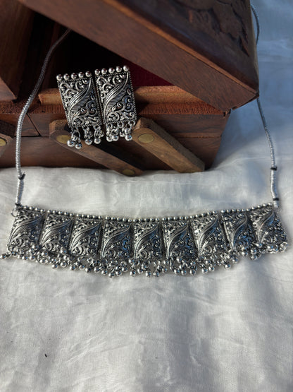 Oxidized Block choker Set