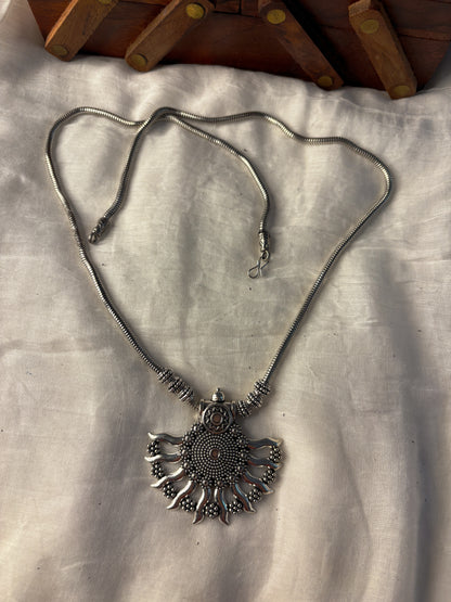 Oxidized Half Sun Pendant Necklace