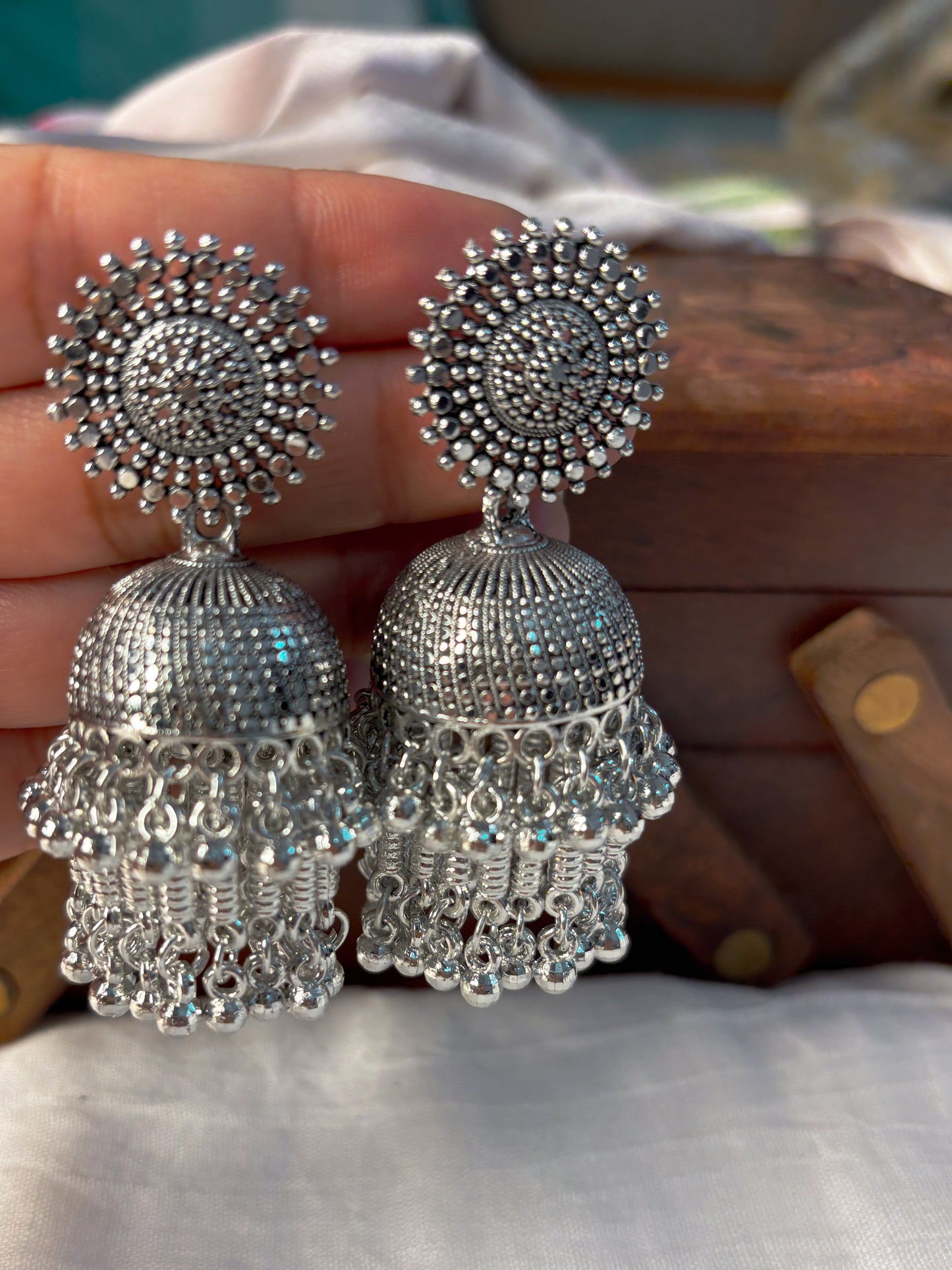 Oxidized Long Jhumkas