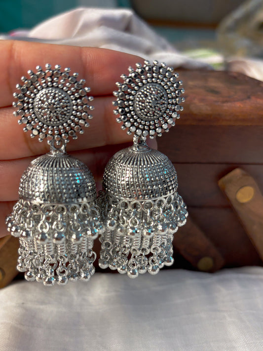 Oxidized Long Jhumkas