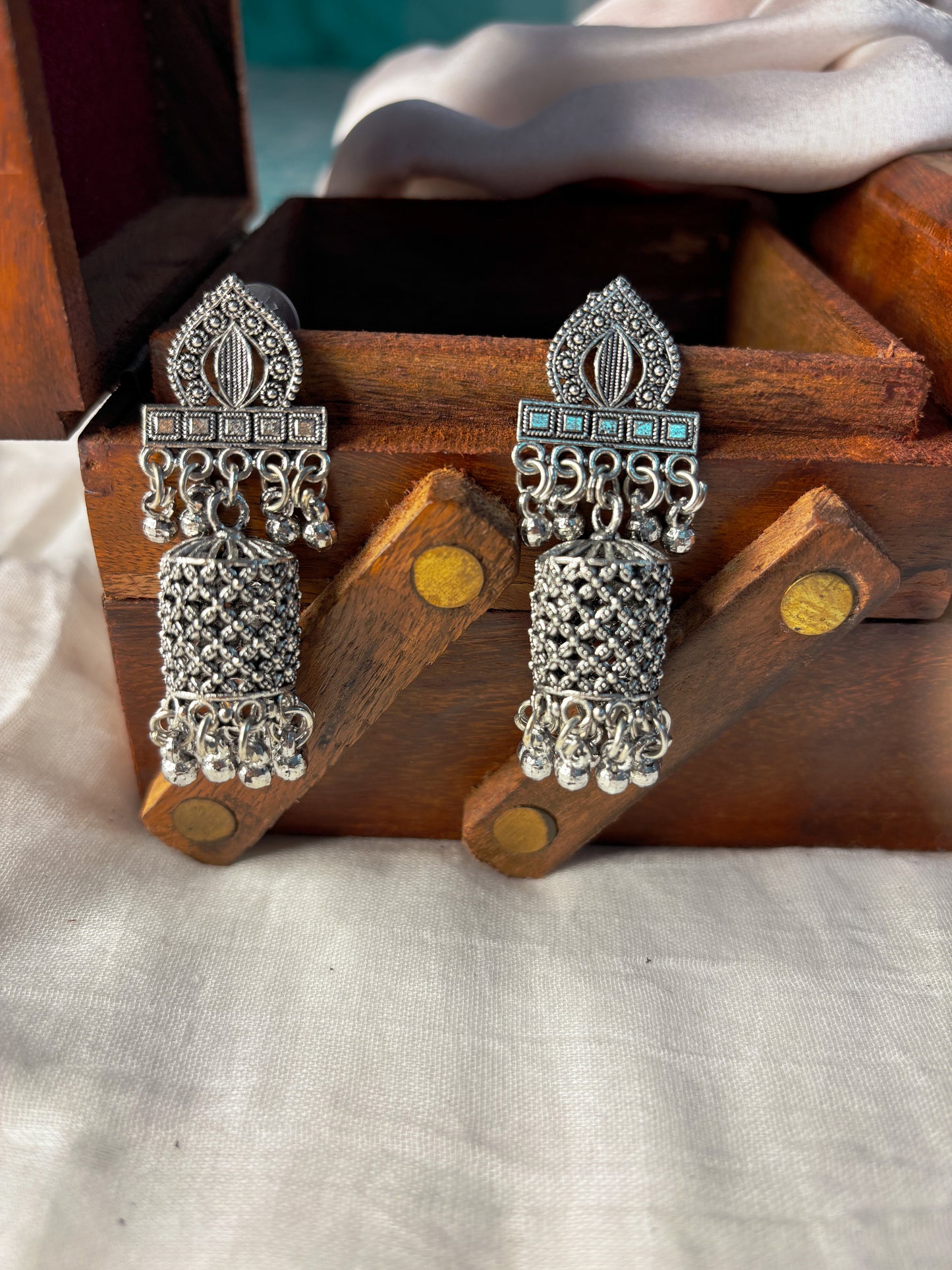 Oxidized Cylindrical Earrings