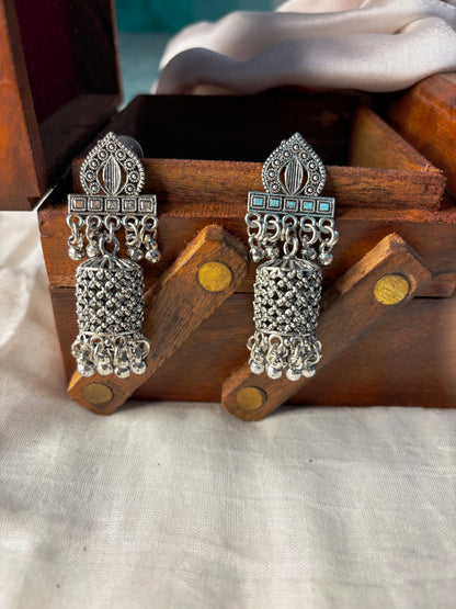 Oxidized Cylindrical Earrings