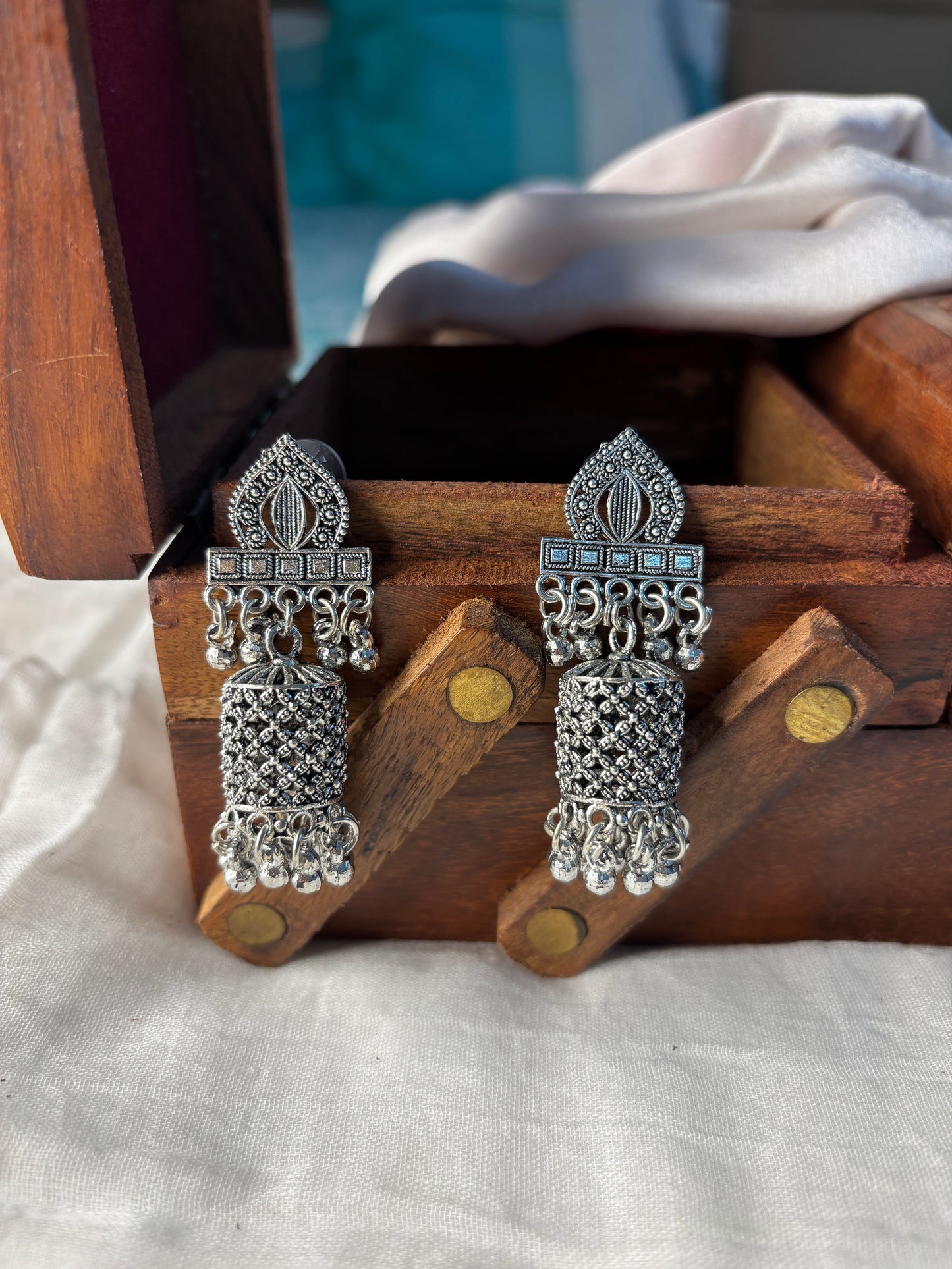 Oxidized Cylindrical Earrings