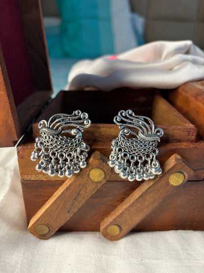 Oxidized Peacock Earrings