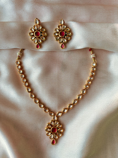 Bella Kundan Flower drop Necklace Set