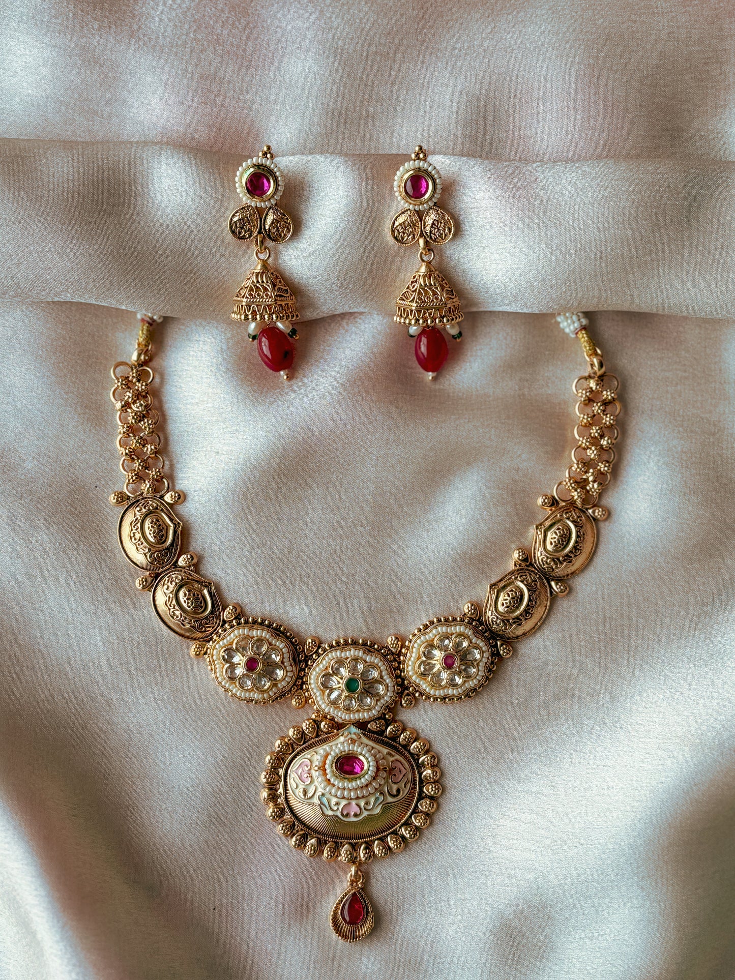 Maharani's Treasure Kundan Necklace with Earrings