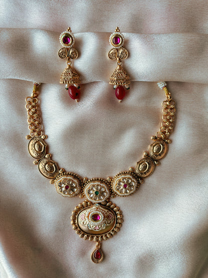 Maharani's Treasure Kundan Necklace with Earrings