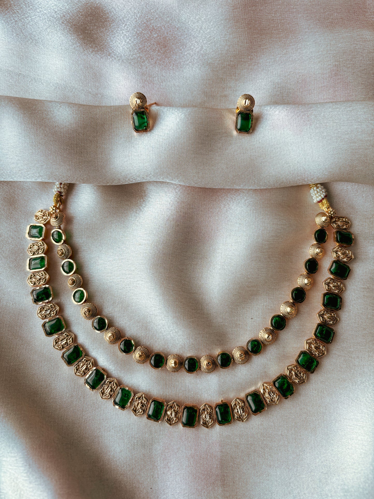 Nizam's Regal Layered Necklace with Earrings