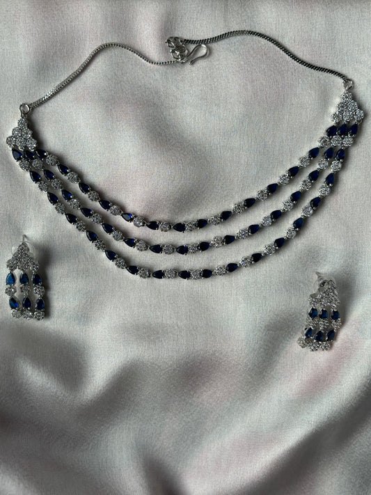 Aurora layered American Diamond Necklace Set