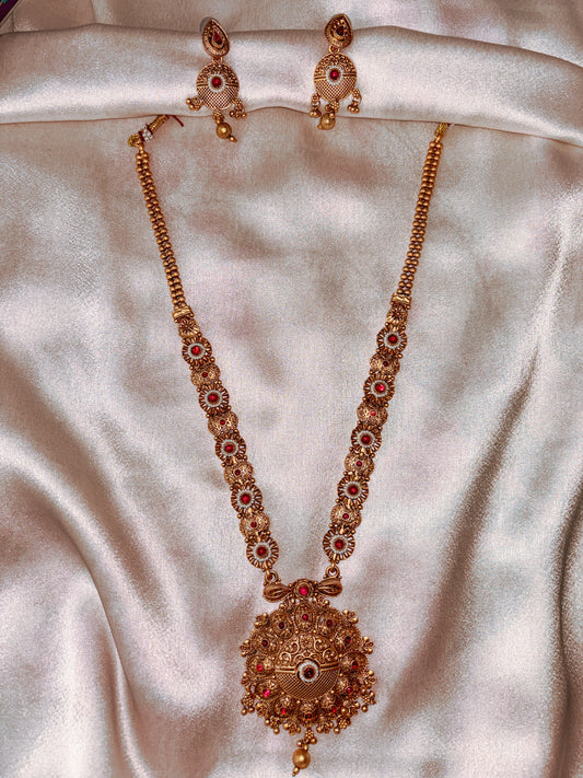 Nora Gold & Red Temple Necklace Set