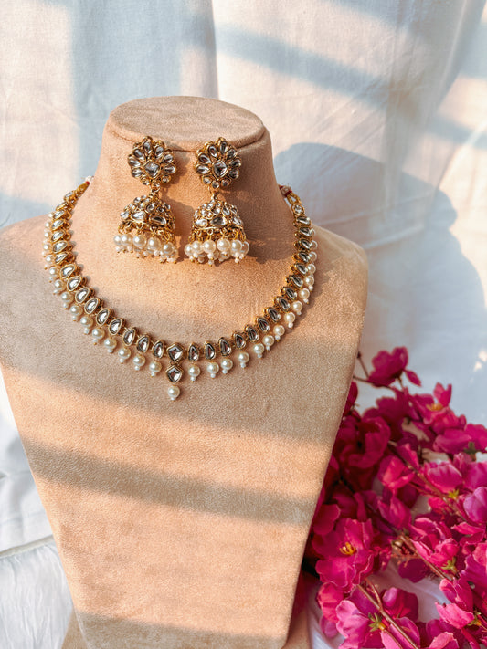 Dhara Kundan Set with Tika- Ivory