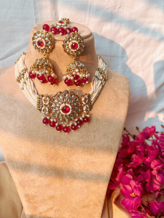 Abigail Kundan Choker- Pink