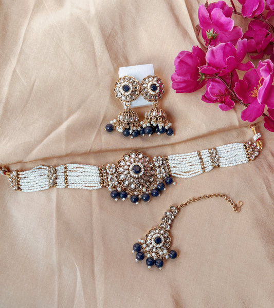 Abigail Kundan Choker- Blue