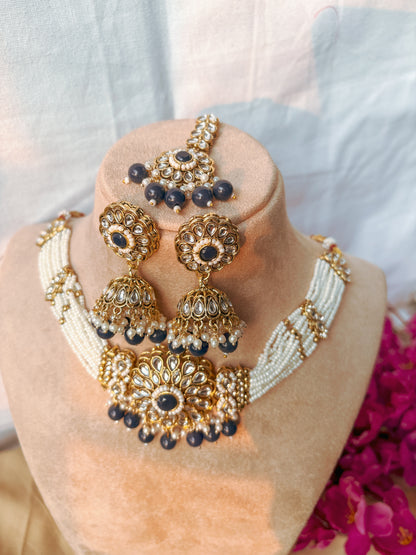 Abigail Kundan Choker- Blue