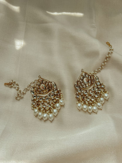 Royal Kundan-Pearl Chandbalis with Sahara