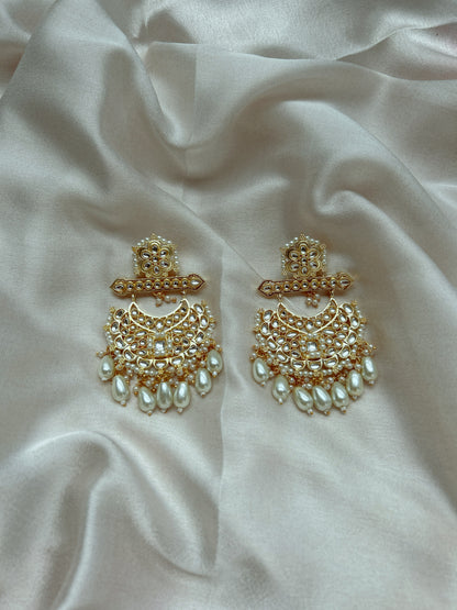 Imperial Grace Kundan Pearl Chandbalis