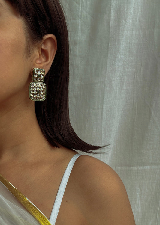 Kundan Square Statement Earrings